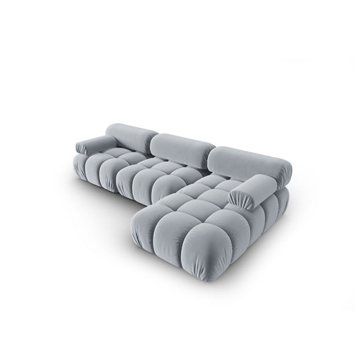 Cosmopolitan Design - Modulaire hoekbank rechts Cortina 4-zits, flueel lichtblauw - 155x282x70cm