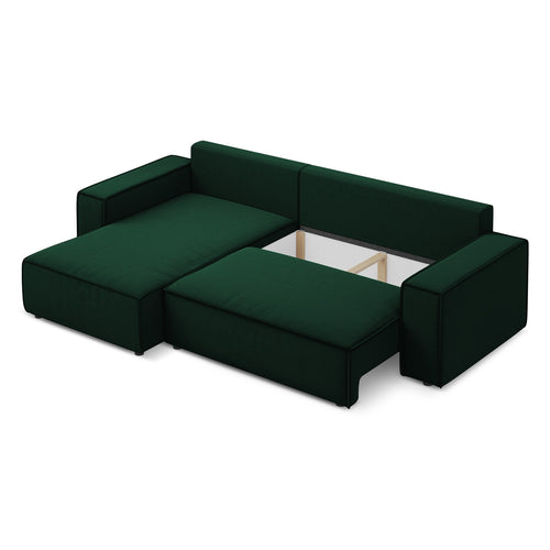 LaMiaSofa hoekbank links Livorno - velours - flessengroen - 290x185x82