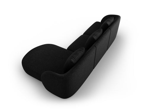 Cosmopolitan Design rechter hoekbank Tulum 4-zits, chenille, zwart - 156x255x70cm