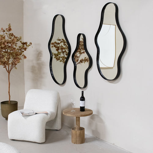 Giga Meubel Spiegel Dory - Organisch - Zwart - 130cm - vtwonen shop