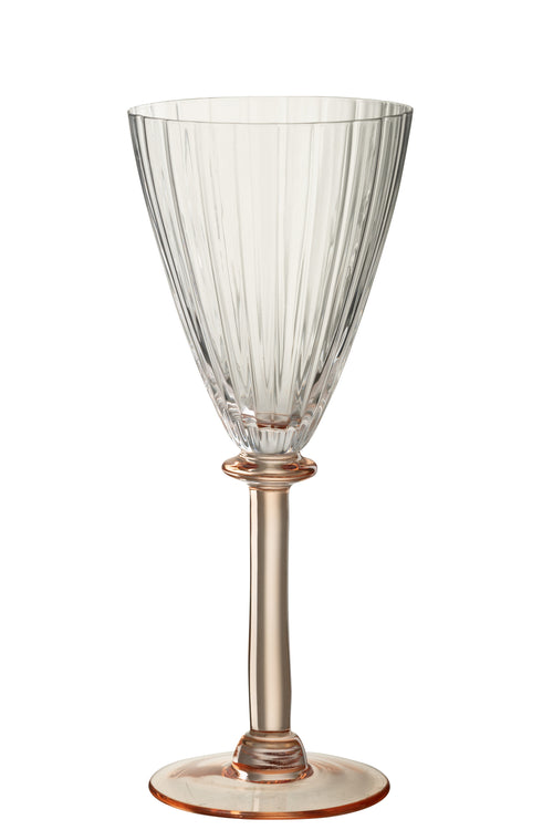 J-Line wijnglas Gestreept - glas - transparant/zalmroze - vtwonen shop