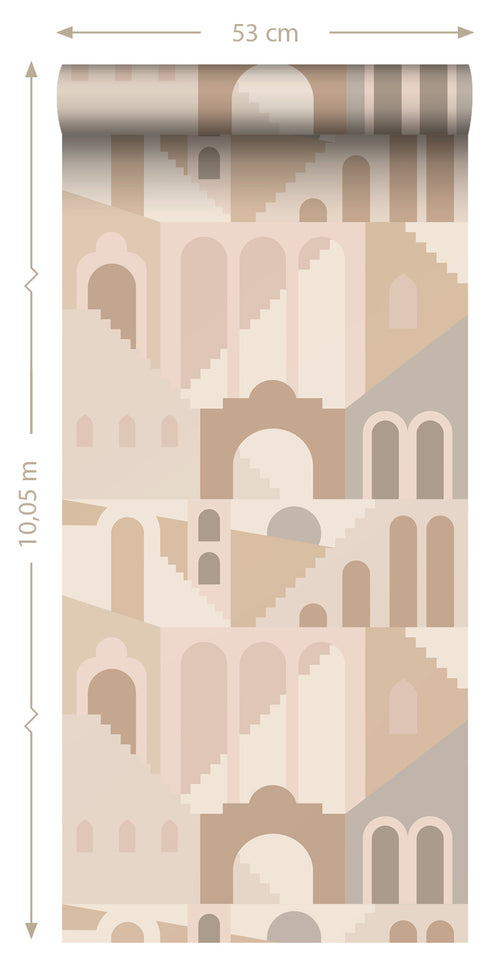 ESTAhome behang mediterrane huisjes beige - 50 x 900 cm - 139626 - vtwonen shop