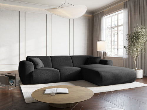 Cosmopolitan Design rechter hoekbank Nolio 4-zits, chenille, zwart - 170x260x72cm