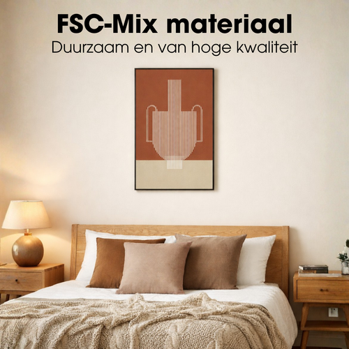 Mica Decorations Wanddecoratie - Wandpaneel Abstracte Kunst 90 x 60 x 3 cm - Woondecoratie voor Woonkamer of Slaapkamer - Donkerbruin
