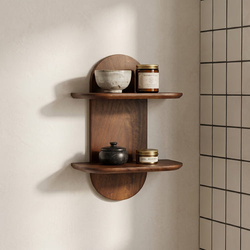 Raw Materials Bullnose mangohouten wandplank dubbel - 35x18x50 cm