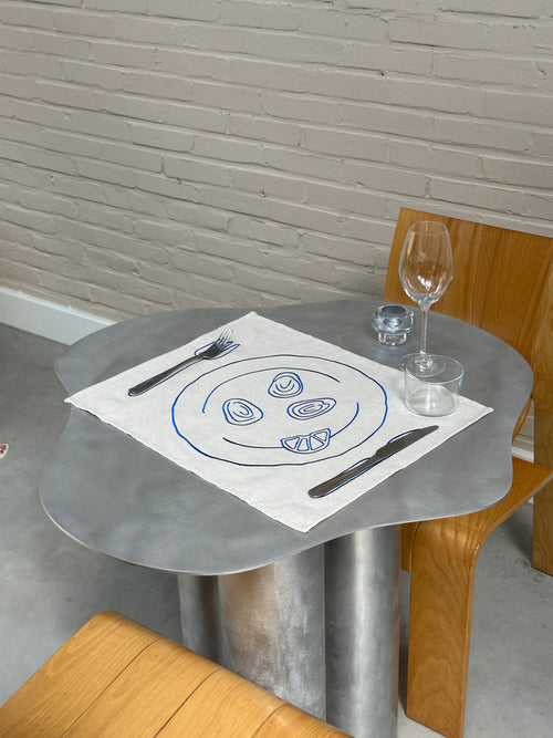 Kulu Club placemats - bord met oesters - linnenmix - set van 2 - vtwonen shop