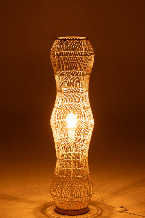 J-Line vloerlamp Getwist - rotan/metaal - wit
