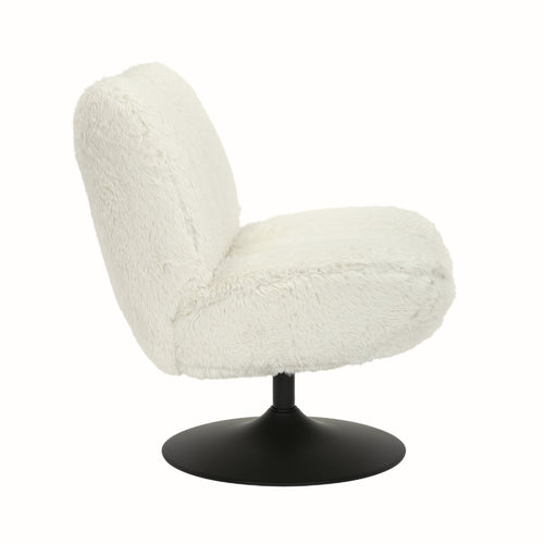 DÉJA Living Draaifauteuil Morten - Beige Fluffy/Zwart - 70x78x82cm - vtwonen shop