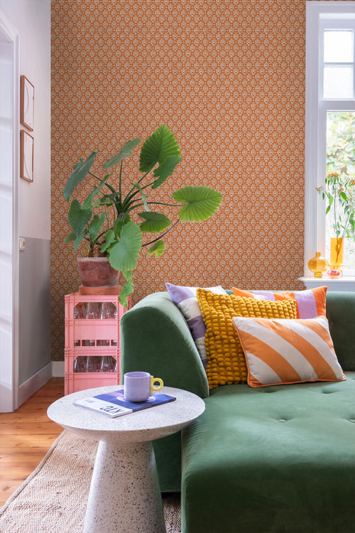 ESTAhome behang vintage bloemen oranje en roze - 50 x 900 cm - 131542 - vtwonen shop