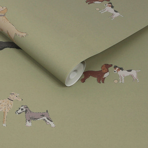 Sophie Allport Vliesbehang Kinderkamer - Doggy Daycare Mossbank Green