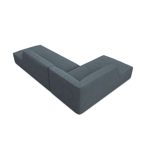 Cosmopolitan Design - Modulaire hoekbank links Siena 4-zits, ribfluwelen blauw - 180x273x69cm