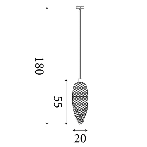 Searchlight hanglamp Bali - 1 lichts - 20  x 180   cm - zwart bruin