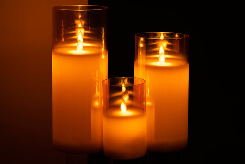 J-Line lamp blinkend - glas - goud -  large - LED lichtjes