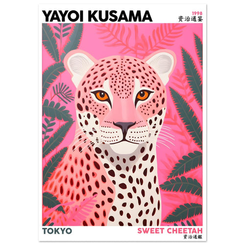 Artfulprints Poster Yayoi Kusama - Sweet cheetah   - A4 21x29.7 cm - Roze