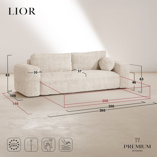 Premium Interiors - Slaapbank met opbergruimte LIOR - getextureerd fluweel terracotta 260cm