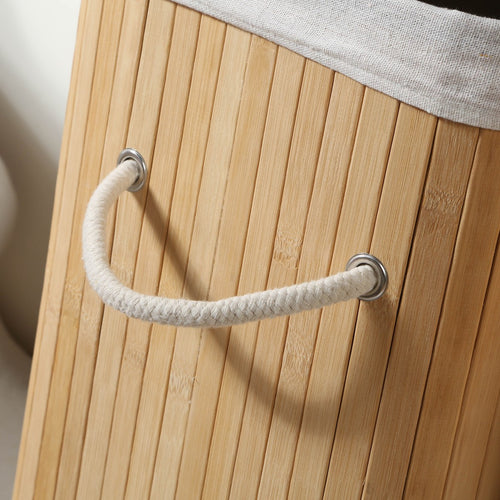 Calicosy - Rechthoekige bamboe wasmand 70L - Naturel - 30x40x60 cm