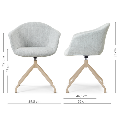 Nolon Nola-Otis draaibare eetkamerstoel grijs melange beige onderstel