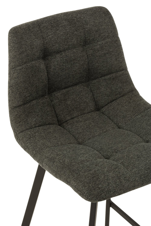 J-Line barstoel Stephane - textiel/metaal - donkergrijs - 2 stuks