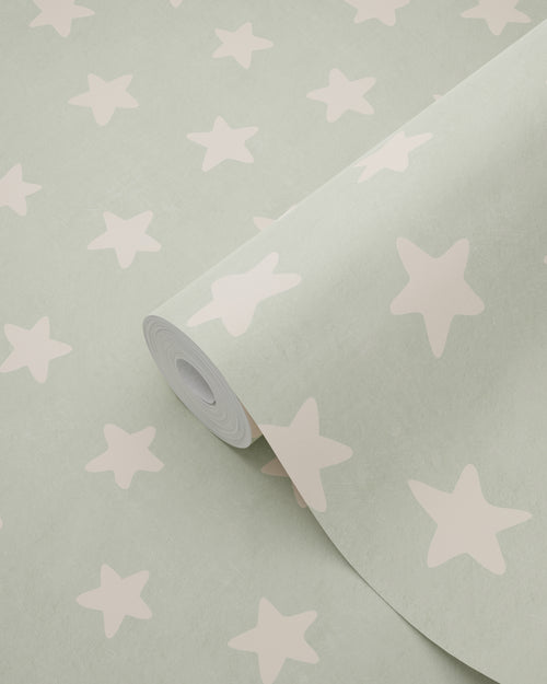 ESTAhome behang sterretjes groen en beige - 50 x 900 cm - 131709