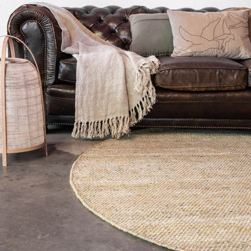 Interieur05 Vloerkleed Gerecycled Materiaal Rond Ciro Geel/Naturel op=op - 180 x 180 cm - vtwonen shop