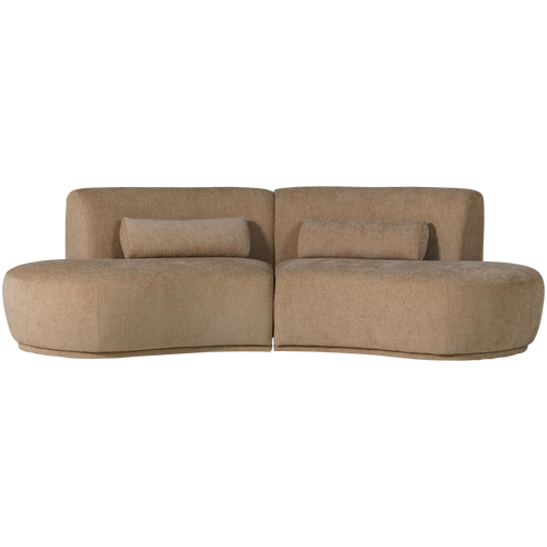 WOOOD half ronde bank 4-zits Batavier - Polyester - Velvet Lichtbruin - 74x254x122