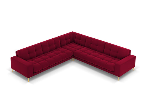 Cosmopolitan Design Symmetrische hoekbank Bali 6-zits, flueel, rood - 256x256x75cm