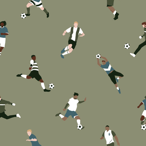 ESTAhome behang voetbalspelers donkergroen - 50 x 900 cm - 131554