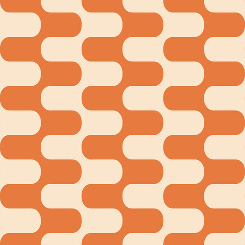 ESTAhome behang golvende lijnen oranje en beige - 50 x 900 cm - 132141