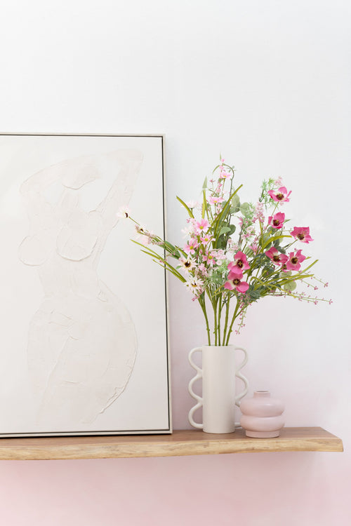 J-Line boeket Mix Bloemen - kunststof - roze