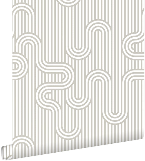 ESTAhome behang grafische lijnen grijs en wit - 50 x 900 cm - 131026 - vtwonen shop