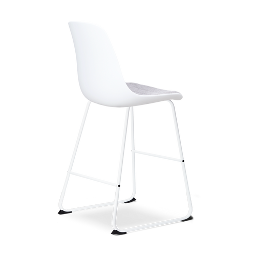 Nolon Nino-Liv Barkruk Wit - Lichtgrijs Kussen - Wit Frame - 65cm - vtwonen shop