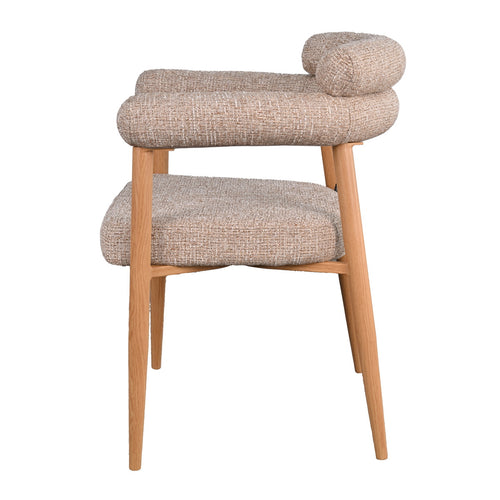 DÉJA Living Eetkamerstoel Lidingö - Taupe/Naturel Stof - Set van 2 - vtwonen shop