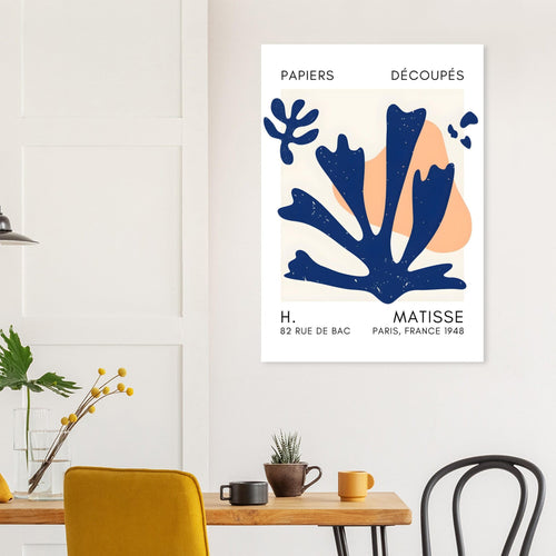 Artfulprints Poster Matisse – Abstract bloom navy blue II   - A4 21x29.7 cm - Blauw