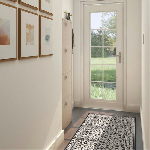 AFK Living vloerkleed Mosaique - voor binnen en buiten - zwart - 80 x 200 cm