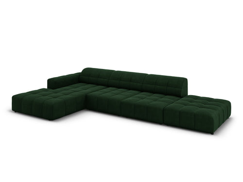 Cosmopolitan Design linker hoekbank Chicago 5-zits, flueel flessengroen - 167x348x78cm