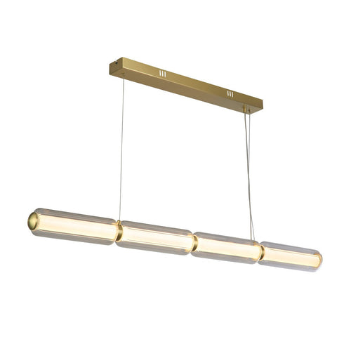 Searchlight Mod LED plafondlamp, satijnen messing metaal, opaal acryl en helder glas
