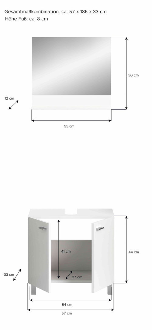 Furnilux Badkamercombinatie BOSTON - 57cm x 186cm x 33cm - vtwonen shop