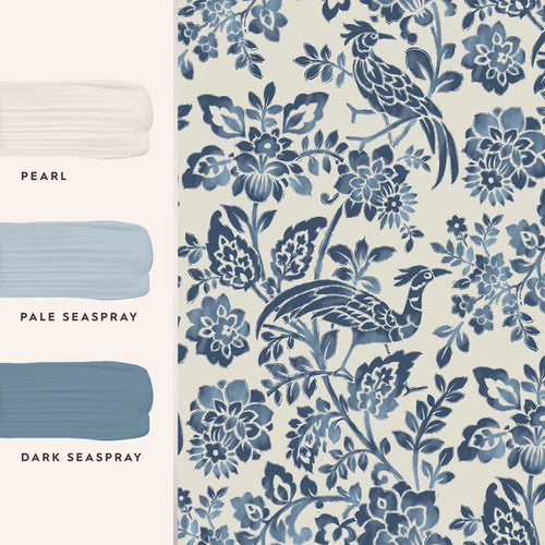 Laura Ashley Vliesbehang Adain Palace Dark Seaspray Blauw - vtwonen shop