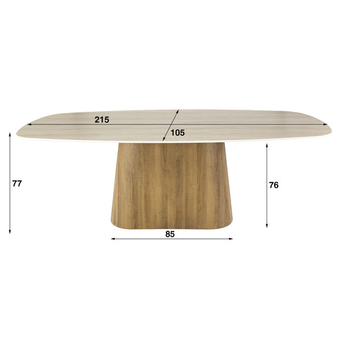Giga Living Eettafel Romano - Deens Ovaal Travertin Keramiek - 215cm