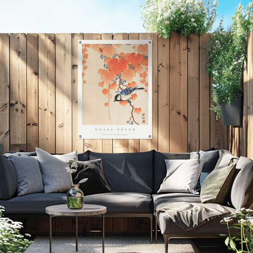 Reinders tuinposter Ohara Koson - Great tit - 80x60cm