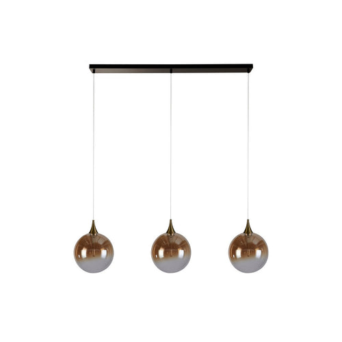 Searchlight Alchemy 3-lichts LED-balkplafondlamp, zwart metaal en amberkleurig glas