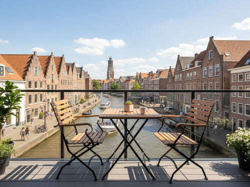 MaximaVida inklapbare vierkante acacia bistro set Toscana 70 cm zwart - stoelen met armleuning - vtwonen shop