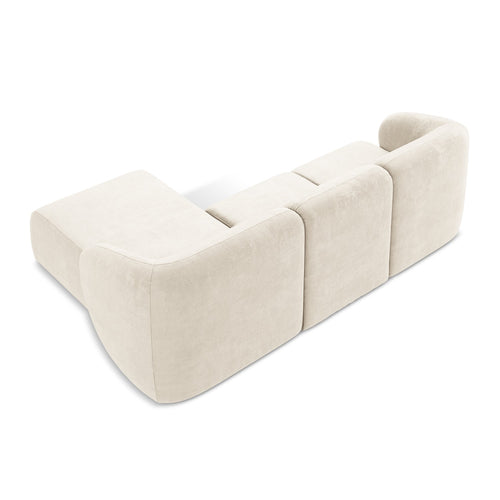 LaMiaSofa hoekbank rechts Cervo - chenille stof - lichtbeige - 248x166x88