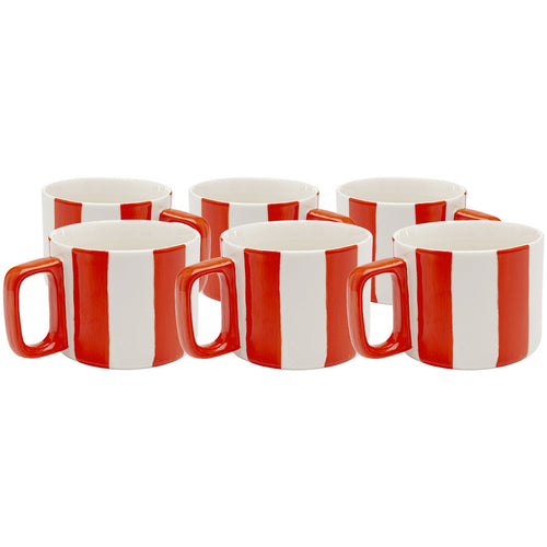 Kare Design Kopjes Cocina rood en wit (6/set)