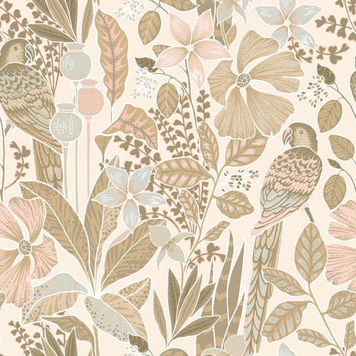 ESTAhome behang tropische bloemen en paradijsvogels zand beige - 50 x 900 cm - 131156 - vtwonen shop