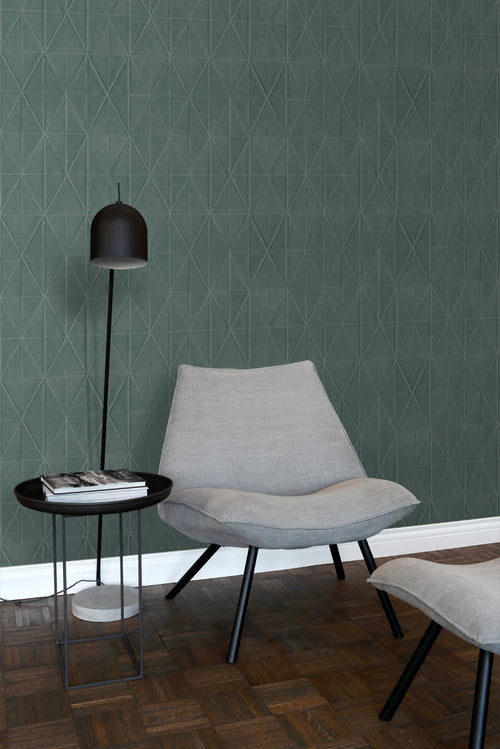 ESTAhome behang origami motief petrolblauw - 53 cm x 10.05 m - 148712 - vtwonen shop