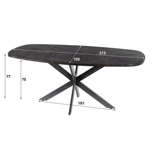 Giga Meubel Eettafel Metallic - Grijs Staal - 215x105x77cm