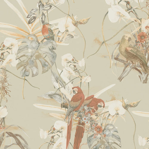 Livingwalls behang vogel oranje, beige en wit - 53 cm x 10.05 m - AS-387252