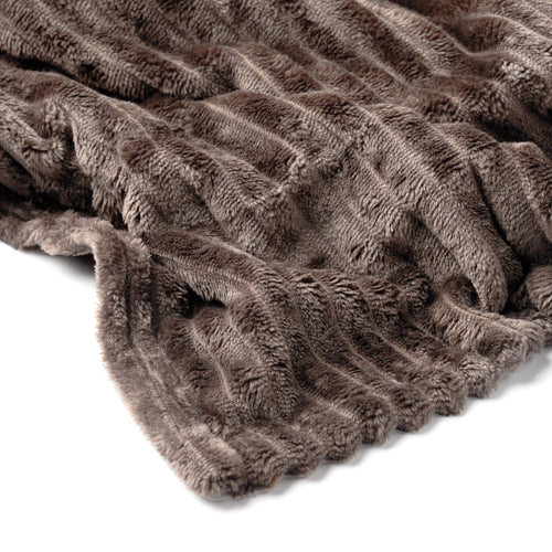MARTHY - plaid 140x180 cm - ribfluweel - gerecycled - Driftwood - taupe