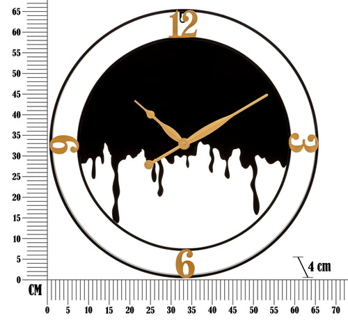 Zwart en gouden metalen wandklok rond 66x4 cm